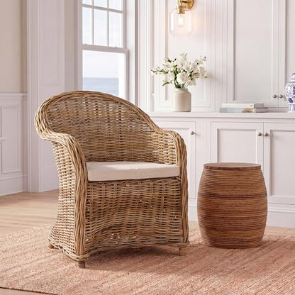 SAFAVIEH Zane Club Rattan Accent Chair, 24" Coastal Grey SEA7006A, view 3