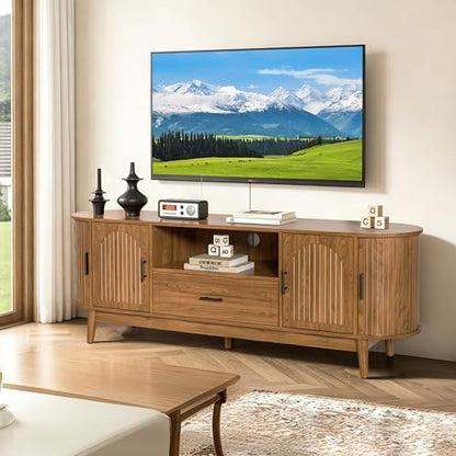 63" Fluted TV Stand for Tvs up to 70" Entertainment Center with Drawers, view 5