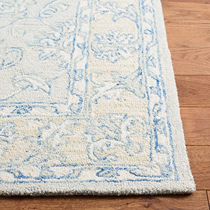 SAFAVIEH Micro-Loop Collection 2'3" x 8' BlueBeige MLP535M Handmade Premium Wool Entryway Foyer Living Room Kitchen Runner Rug