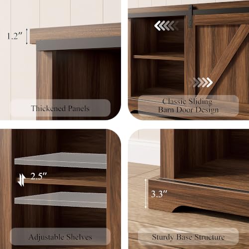 60" Farmhouse TV Stand for 70" TVs, Modern Entertainment Center, Brown, view 8