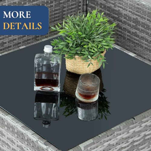 7 Piece Outdoor Wicker Patio Furniture Set, Grey/Dark Grey | Sectional Sofa | All-Weather Hand-Woven Rattan | Tempered Glass Coffee Table | Free Combination | Indoor & Outdoor Use