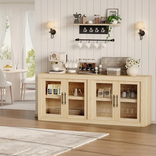 71" Large Sideboard Buffet Cabinet, Modern White Credenza Console Table, view 8