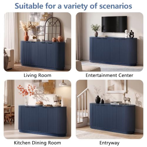 Modern Sideboard Buffet Cabinet with Storage, 59” Curved Credenza,Blue, view 6