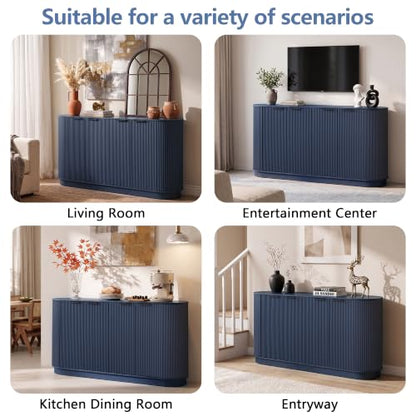 Modern Sideboard Buffet Cabinet with Storage, 59” Curved Credenza,Blue, view 6