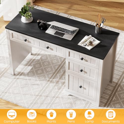 Farmhouse Executive Desk with 4 Drawers, Home Office Desk with File Drawer, view 6