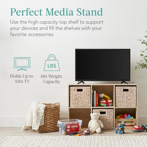 Best Choice Products 6-Cube Storage Organizer, 11in Shelf Opening, Bookcase, Display Shelf, Customizable w/ 3 Removable Back Panels – Light Oak