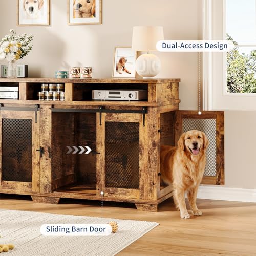 71'' Dog Crate Furniture for 2 Dogs, view 5