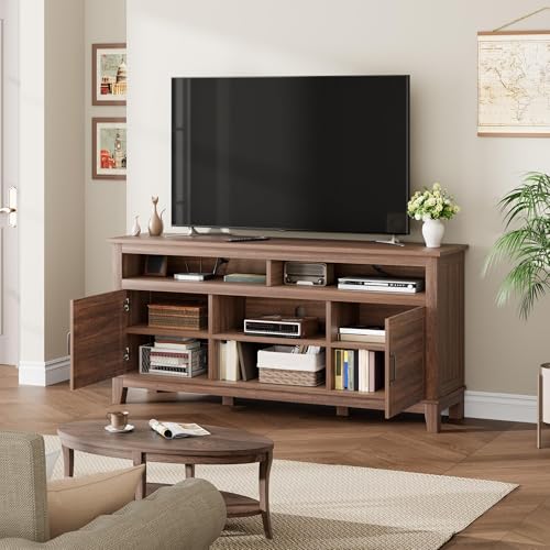 Farmhouse TV Stand for 63 in, Entertainment Center with Storage Cabinets, view 7