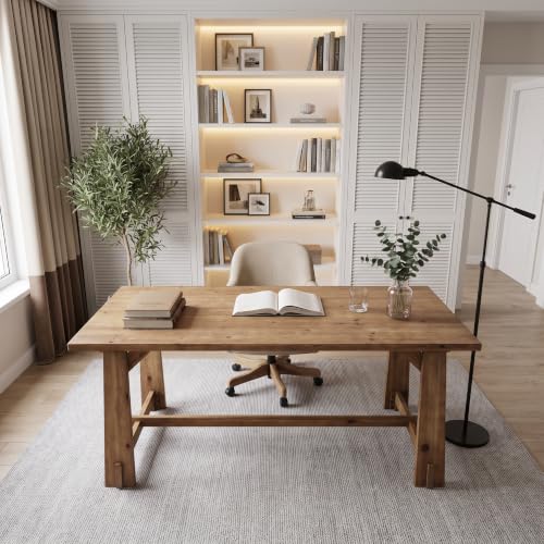 63" Long Large Wood Desks, Farmhouse Office Desk, view 6