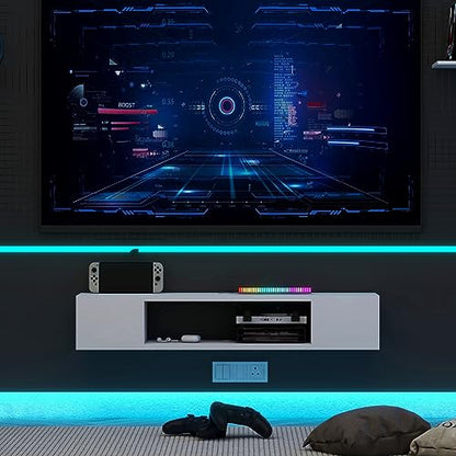 Floating TV Stand, Wall Mounted Entertainment Center and Cabinet Shelf, view 8