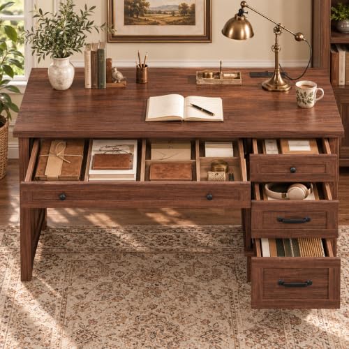 53.54" Executive Desk with Drawers, view 2