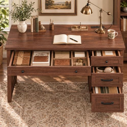 53.54" Executive Desk with Drawers, view 2