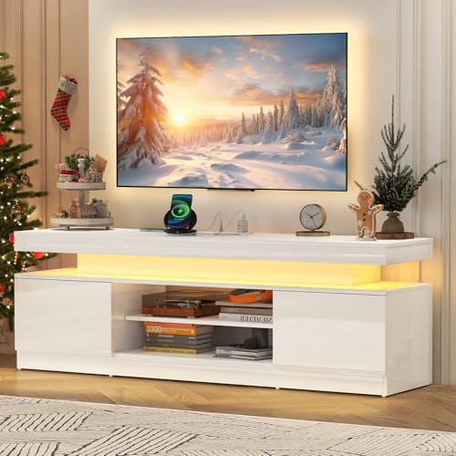 63" High Gloss TV Stand, Entertainment Center, Media Console, view 2