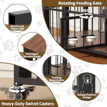 JUNEU 42'' Dog Crate Furniture - No Assembly Collapsible Large Dog Crate, view 5