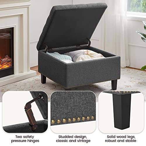 Yaheetech 28-inch Entryway Ottoman Bench with Storage, Multipurpose Foot Rest Sofa Stool in Dark Grey