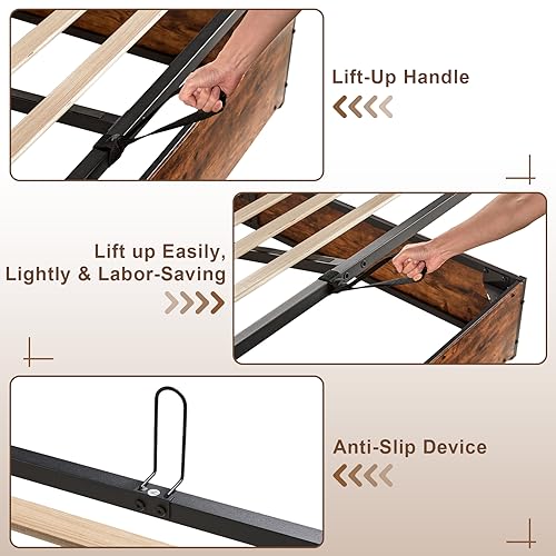 King Size Lift Up Storage Bed Frame with Charging Station, view 5