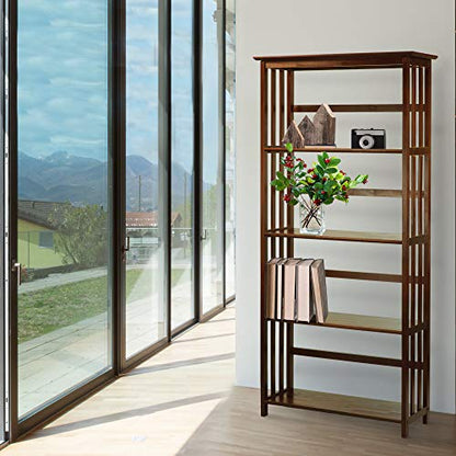 Mission Style 5-Shelf Bookcase-Walnut, view 3
