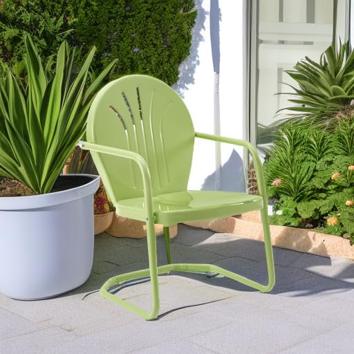 Griffith Outdoor Chair, Retro Metal Patio Chairs for Dining, Porch, Deck, Balcony, Key Lime