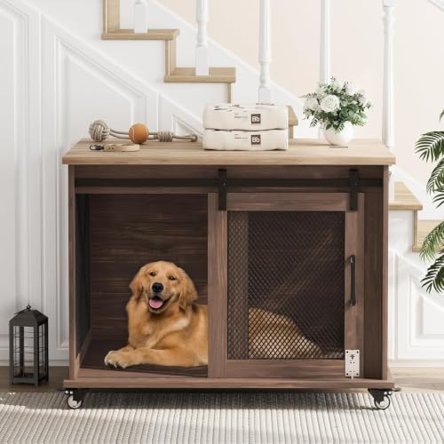 37 Inch Dog Crate Furniture for Medium Dogs with Removable Divider, view 2