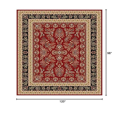 SAFAVIEH Area Rug 8x10 - Lyndhurst Collection - Large - Red & Black, Traditional Oriental Design, Non-Shedding & Easy to Clean, Ideal for Living Room, Bedroom, Dining Space (LNH331B)