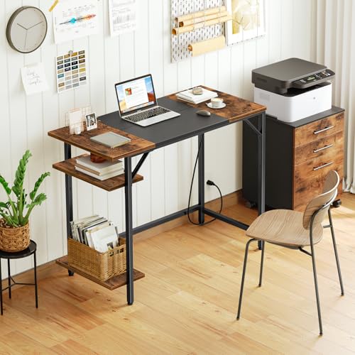 Small Computer Desk, 35.4 Inch Home Office Desk with Power Outlet, view 4