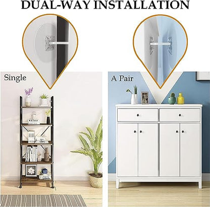 Furniture Anchors No Drill Upgraded Furniture Straps for Baby Proofing, Self-Adhesive Secure 168 Pound Furniture Prevent Falling Anti Tip Earthquake Straps for Child Safety (Clear)