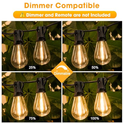 50FT LED Outdoor String Lights with 16 Shatterproof Waterproof Replaceable Bulbs, view 4