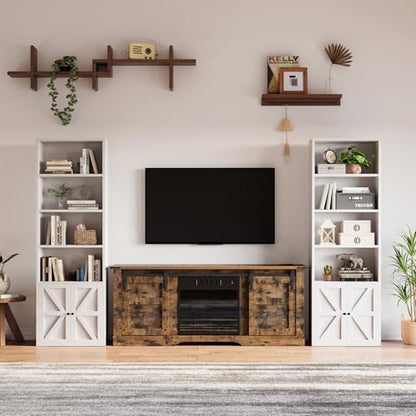 6 Tier 71" Tall Wooden Bookshelf&Bookcase with Doors, Storage Shelves Organizer, Floor Standing Modern Display Cabinet Shelves, Home Decor Furniture for Home Office, Living Room, Bedroom, White