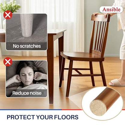 60 PCS Felt Furniture Pads 1", Felt Pads for Chair Leg Floor Protectors for Hardwood Floors Round (Beige)