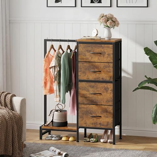 Tall Dresser 44''H with Hanging Rack, 4 Drawers Small Closet Dresser for Bedroom, view 5