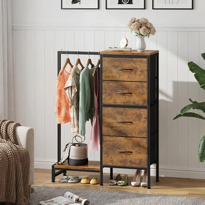 Tall Dresser 44''H with Hanging Rack, 4 Drawers Small Closet Dresser for Bedroom, view 5