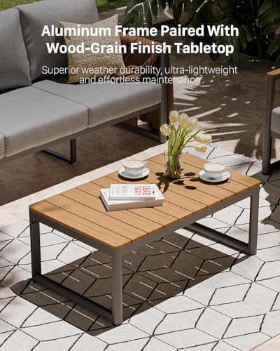 Aluminum Outdoor Patio Furniture Set,4-Piece Sectional Sofa with Coffee Table,Washable Thick Cushions,Modern Patio Conversation Set for Backyard,Garden,Porch,Balcony,Deck,Gray