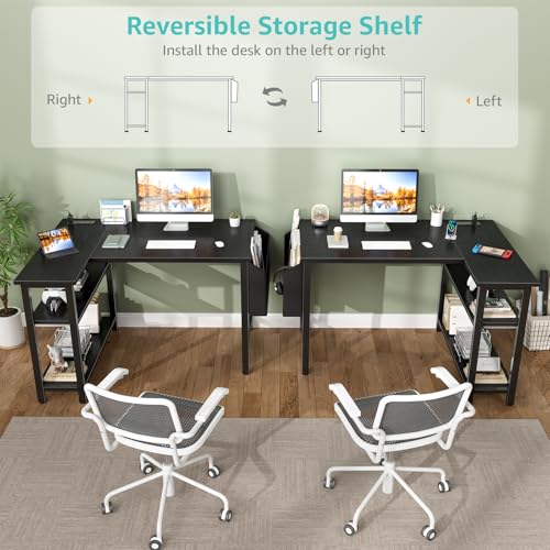 Small L Shaped Desk with Power Outlet Shelves, view 6