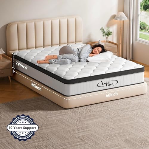 Mattress Queen Size, 14 Inch Queen Hybrid Mattress in a Box, Memory Foam with Firm Individually Wrapped Pocket Springs, Pressure Relief & Motion Isolation, CertiPUR-US Certified, 60" x 80" x 14"