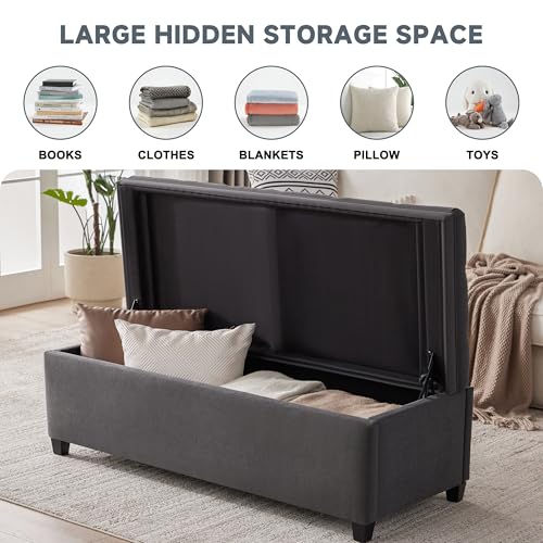 Mangodan Storage Ottoman Bench, Tufted Ottoman with Storage for Living Room, Large Modern Entryway Benchs