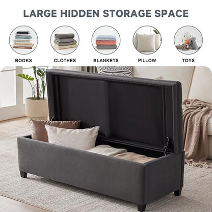 Mangodan Storage Ottoman Bench, Tufted Ottoman with Storage for Living Room, Large Modern Entryway Benchs