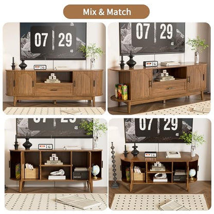 63" Fluted TV Stand for Tvs up to 70" Entertainment Center with Drawers, view 7