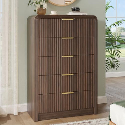Fluted 5 Drawers Dresser, 48" Tall Chest of Drawers for Bedroom, view 2