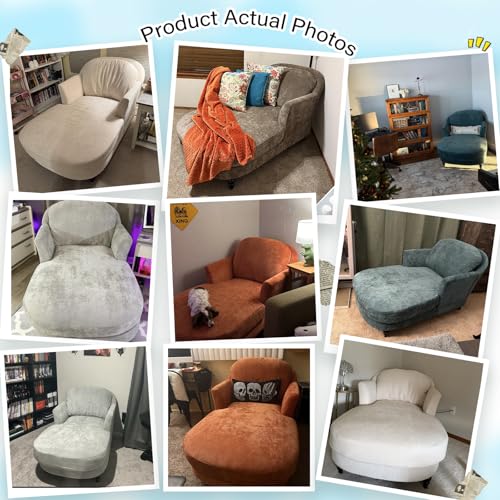 59.8" Chaise Lounge Chair Indoor, Chenille Reading Chairs, view 4