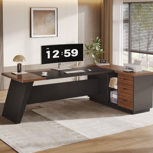 78.7" L-Shaped Executive Desk, Extra Large Home Office Desk, view 4