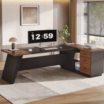 78.7" L-Shaped Executive Desk, Extra Large Home Office Desk, view 4
