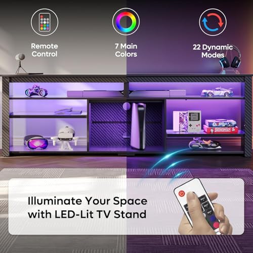 Tall TV Stand for 75 inch TV, LED Entertainment Center, view 5