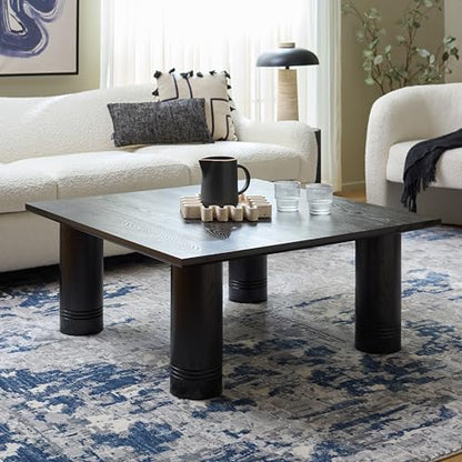 SAFAVIEH Furniture - Aramin Square Coffee Table - Black - Modern Living Room Table with Sculptural Legs for Living Room, Family Room, 39.4" W x 39.4" D x 17" H (COF2307B)