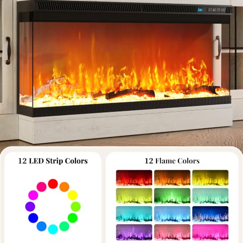 70" Fireplace TV Stand for TVs Up to 80" & Adjustable Shelves, White, view 5