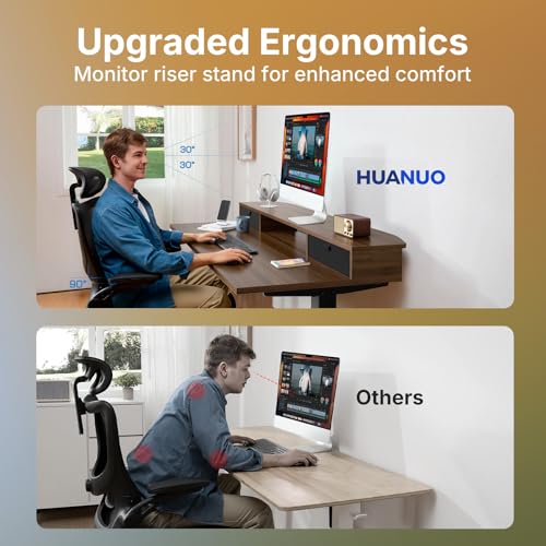 40 x 24 inch Small Electric Standing Desk with 2 Drawers, C-Clamp Mount Compatible, Height Adjustable Sit Stand Desk, Home Office Stand Up Desk with 4 Memory Height Settings, Walnut