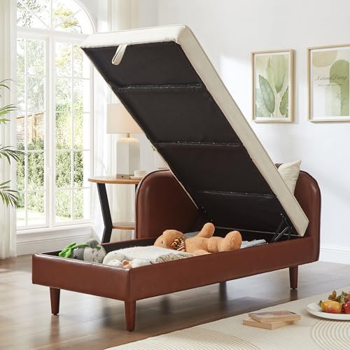 Modern Comfort Chaise Lounge, Deep-Seat Sofa with Velvet & Wood Frame, view 5