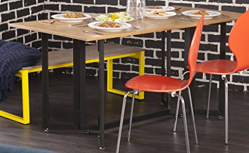 Holly & Martin Driness Drop Leaf Table - Oak with Black - Transitional Design, Brown Iron and Wood - Ideal for Dining Room, Kitchen (DN7448)
