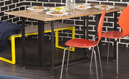Holly & Martin Driness Drop Leaf Table - Oak with Black - Transitional Design, Brown Iron and Wood - Ideal for Dining Room, Kitchen (DN7448)