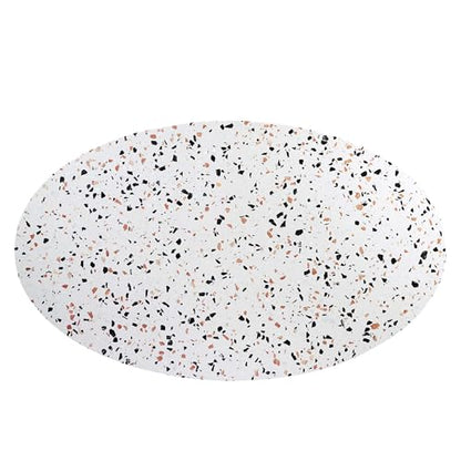 Lippa 60Inch Oval Dining Table Elegant Terrazzo White Finish Modern Kitchen Room Entertaining Home Furniture Quality Stylish Durable Refined Versatile Contemporary