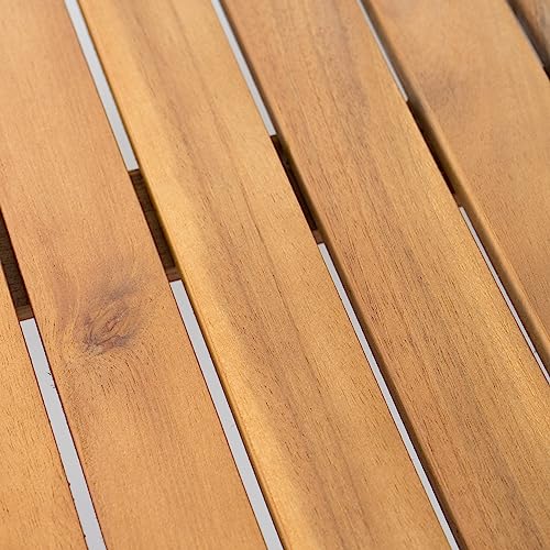 4-Piece Outdoor Patio Furniture Set, Acacia Wood Chat Set with Loveseat Coffee Table and 2 Chairs Cushions, Modern Backyard Garden Conversation Set, Light Wood